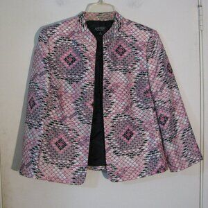 Kasper Jacket Size 8 NWOT New Pink Snakeskin Print Elegant Open Coat